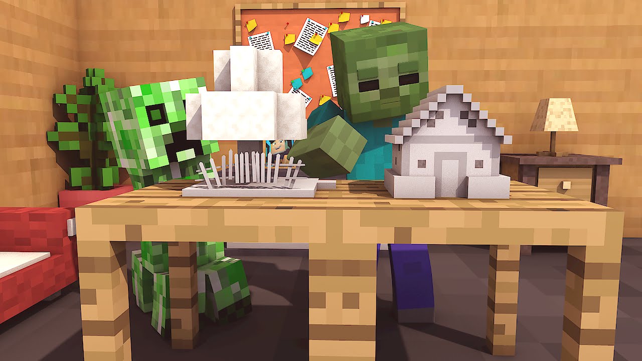 Minecraft escola monstro #33 - Construindo maquetes! Monster school