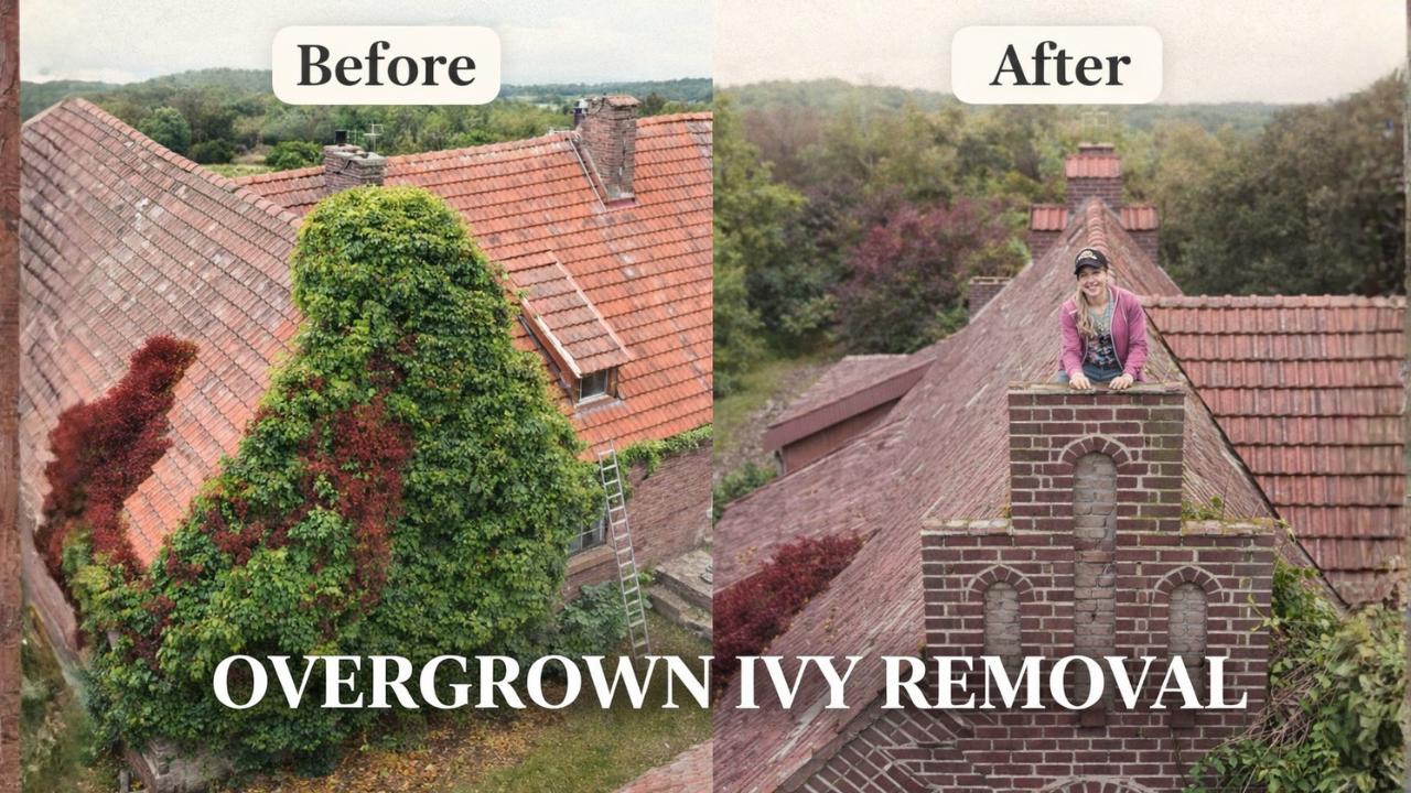 Removing overgrown ivy to protect my house