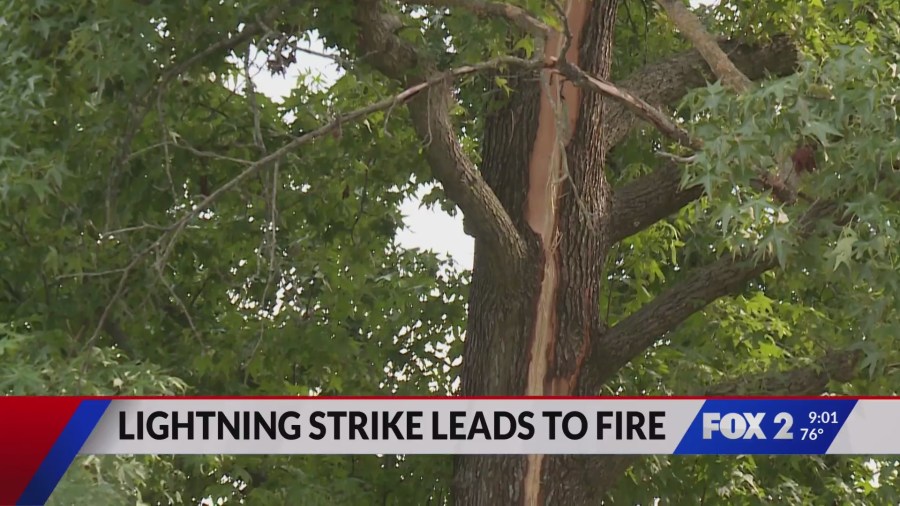 Lightning strike outside Maryland Heights home starts fire inside