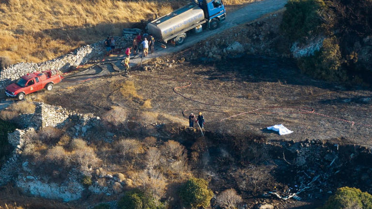 The crash site in Sifnos. Pic: Reuters