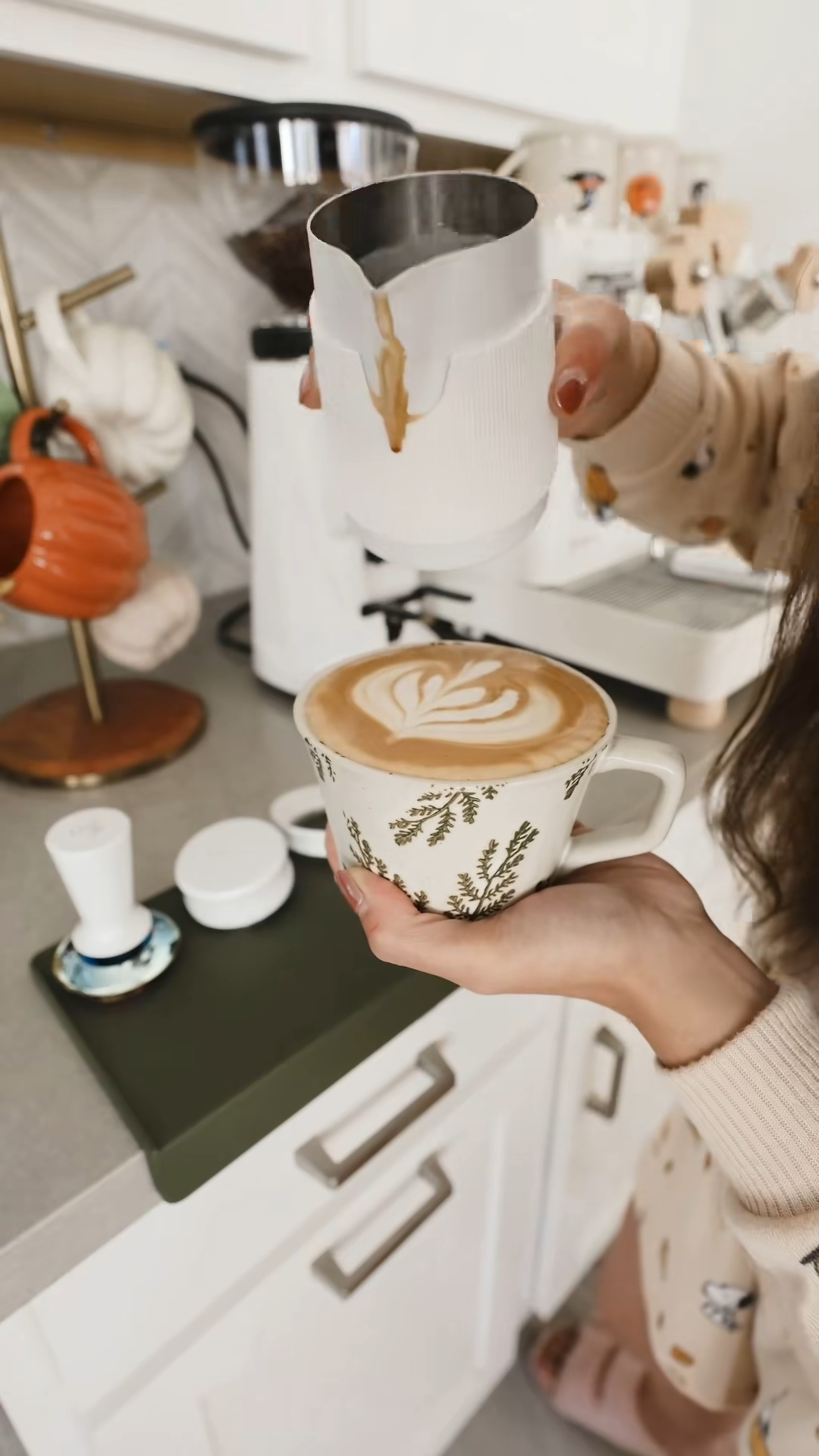 Aesthetic Latte Making Cozy Coffee Shop Style Morning Routine