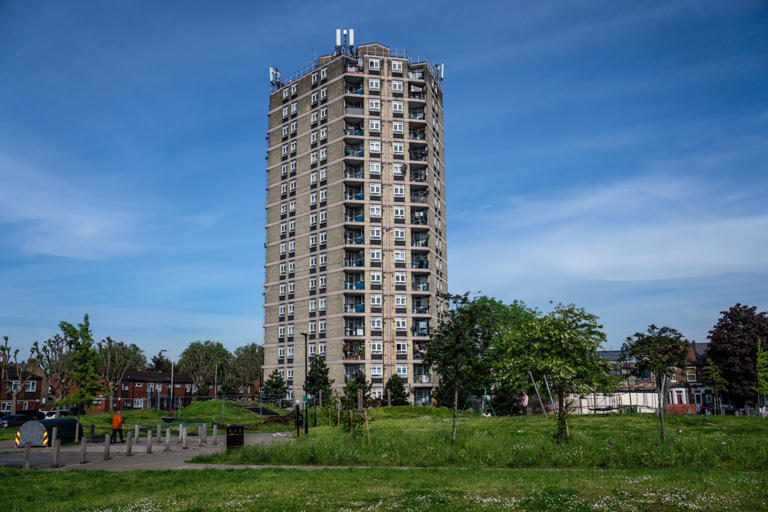 Jacobs House tower block where five-year-old Aalim Ahmed fell to his death from the 15th-floor (Picture: Getty Images)