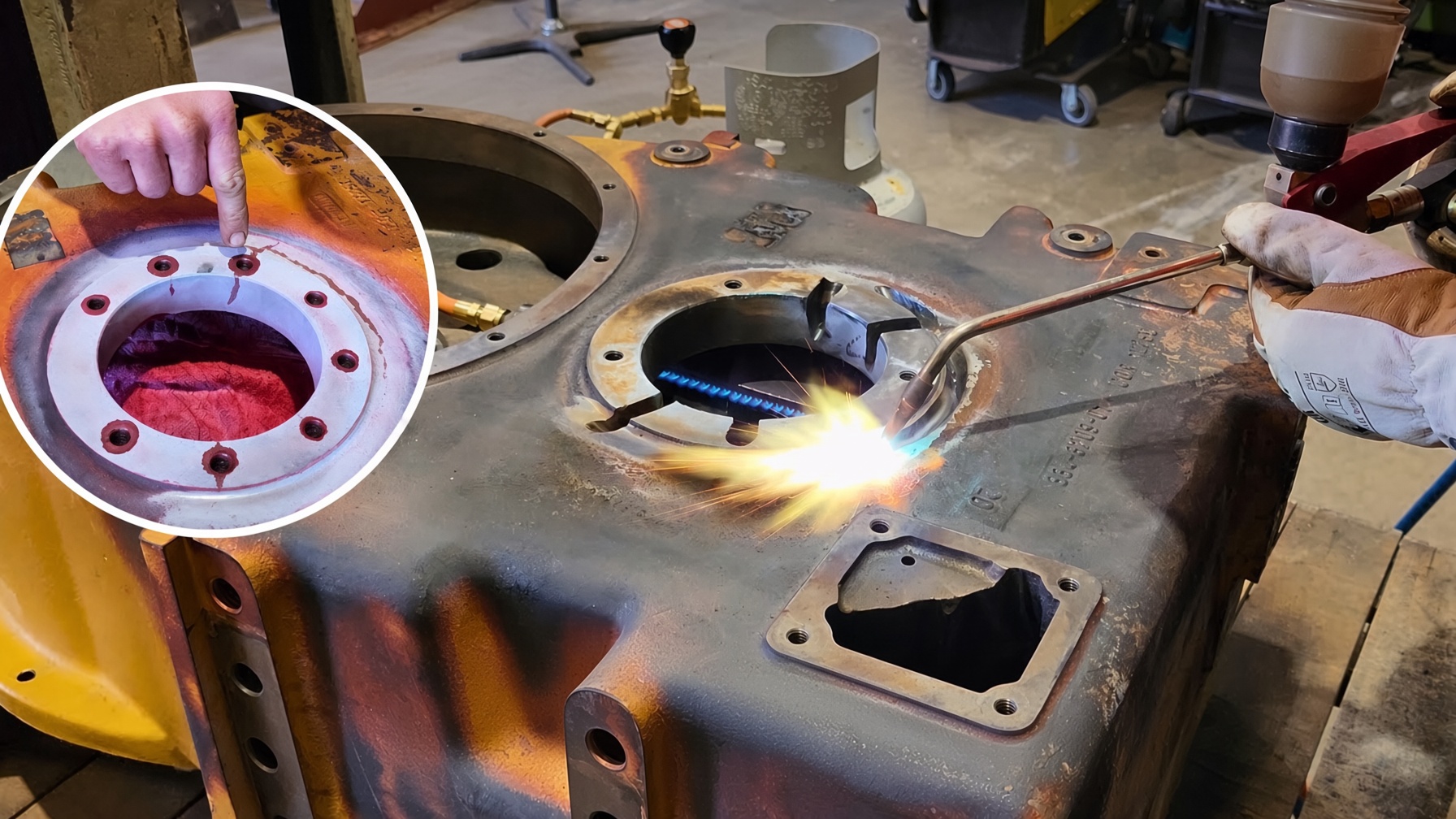 Repairing a cracked transfer case
