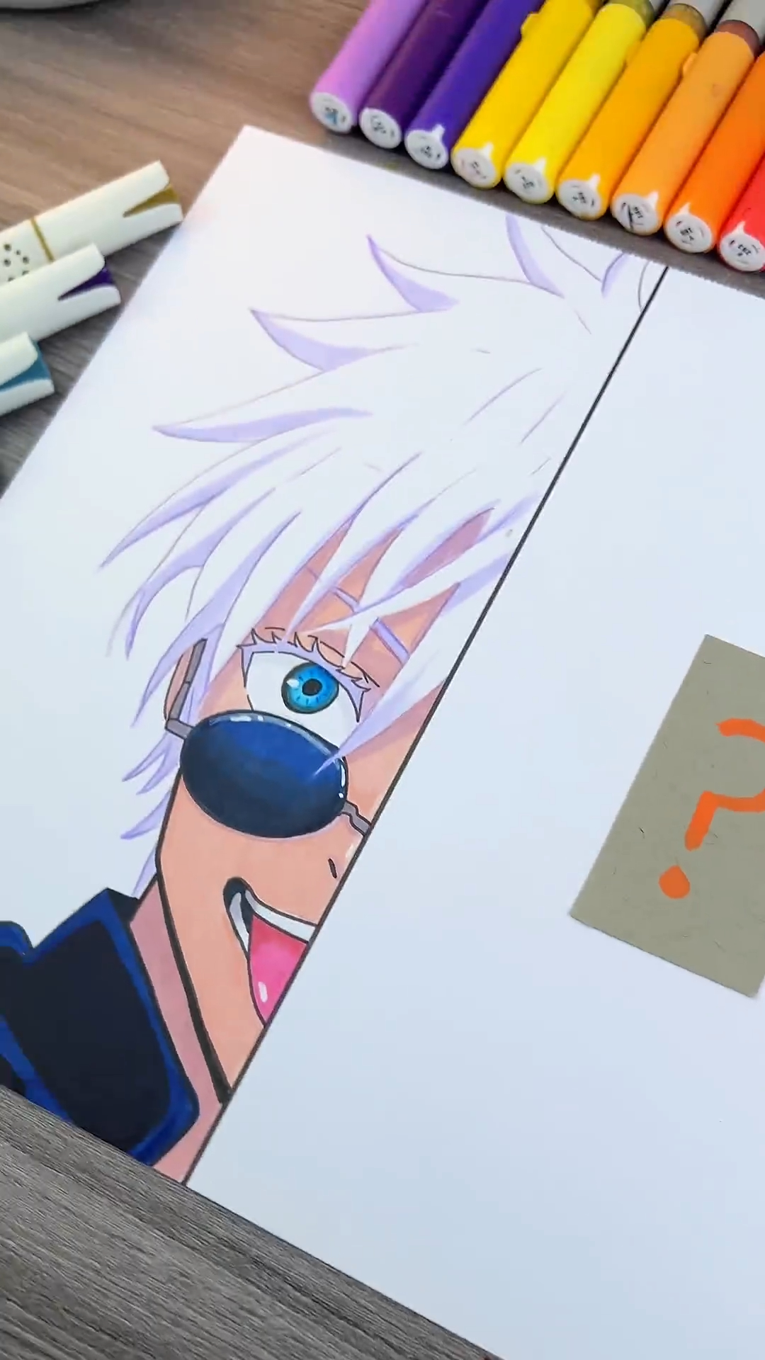 Dibujando a Satoru Gojo con un estilo detallado y lleno de color
