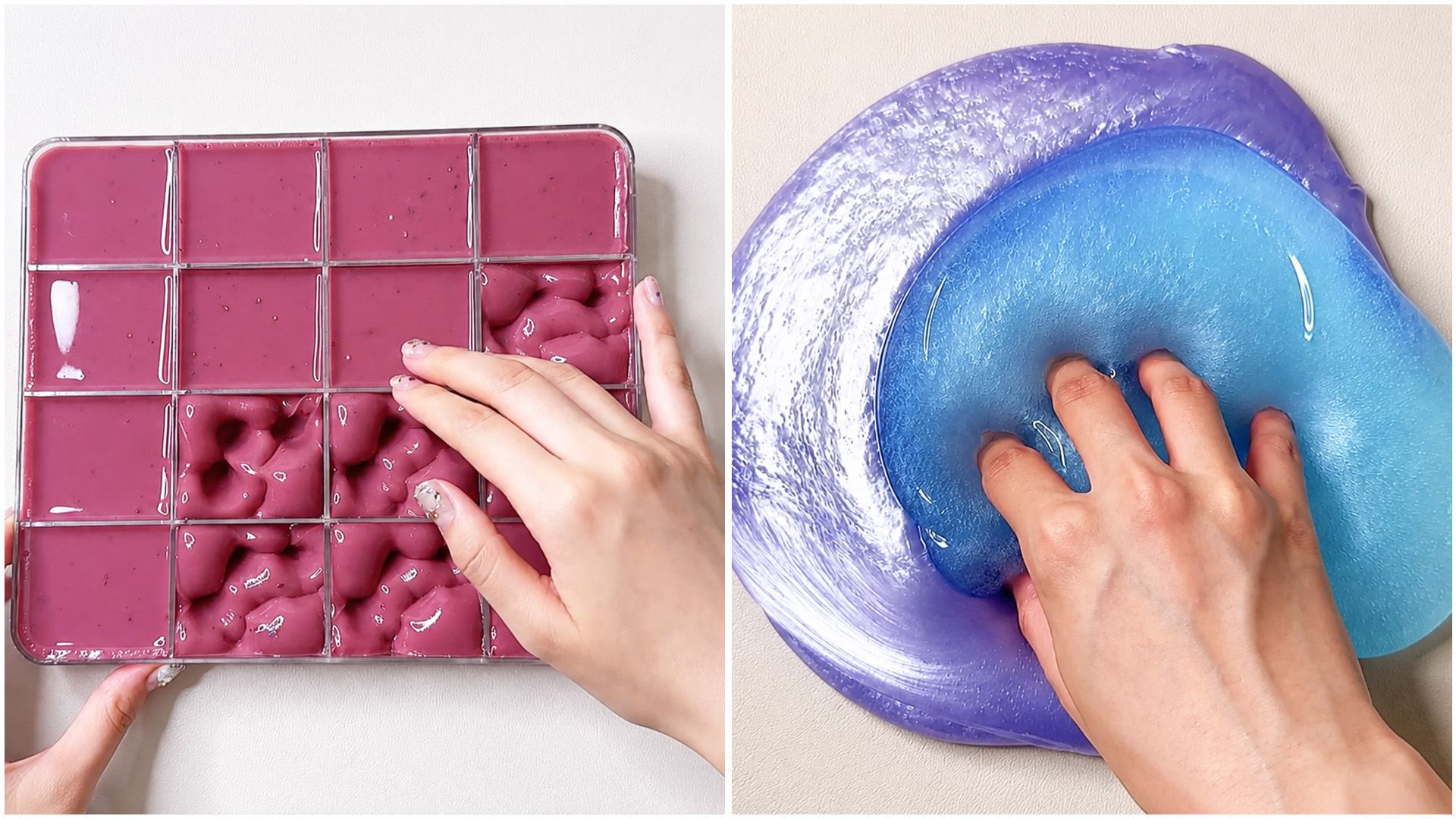 Mesmerizing slime pressing and color mixing