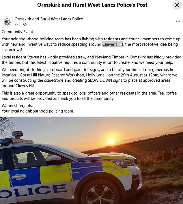 Police mocked as they teach villagers how to build scarecrows in crackdown on speeding motorists