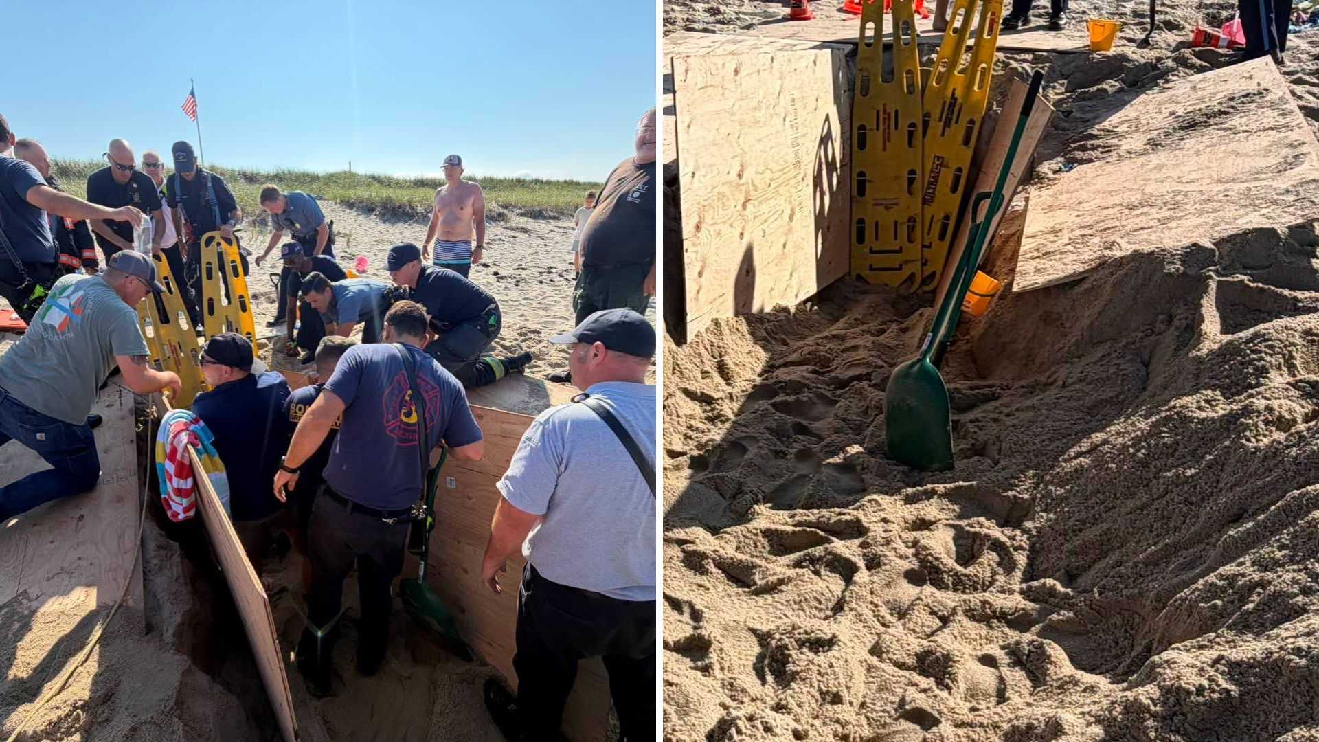Crews free young man stuck in sand at Cape Cod beach