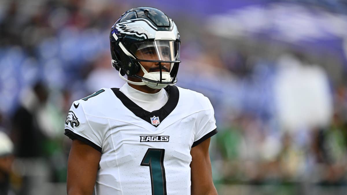 Jalen Hurts reacts to Andy Dalton's costly interception vs. Bears