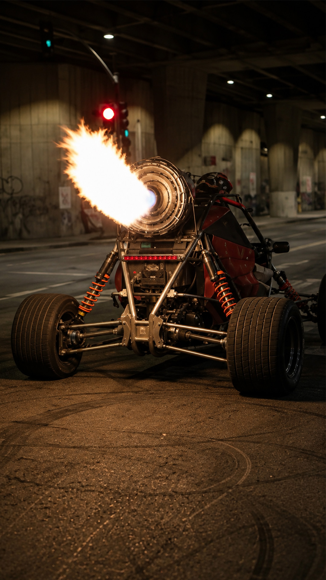 Inside the setup for this jet car scene