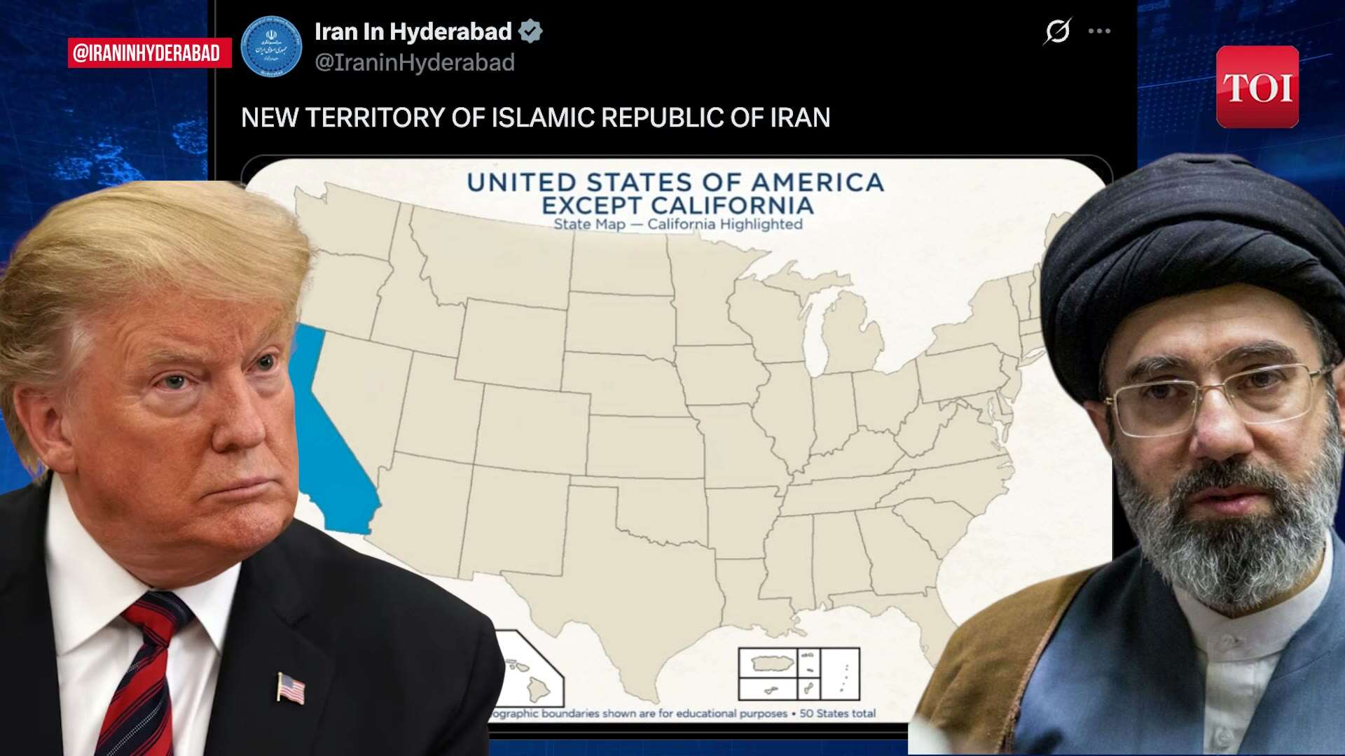 'California is Iran': Tehran splits America, issues new map after Trump ...