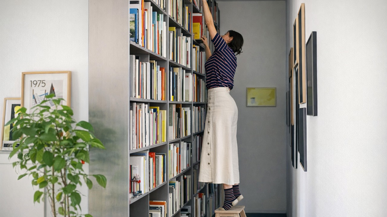 Watch this Milan apartment use one bookshelf as the backbone of the home