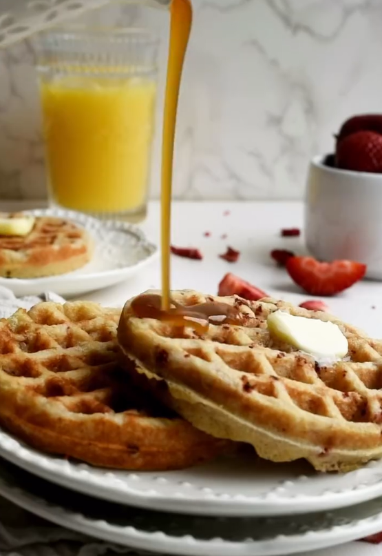 Homemade gluten-free strawberry waffles
