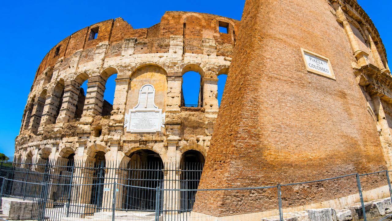 Ancient Rome beneath the arches of the Colosseum (4K)