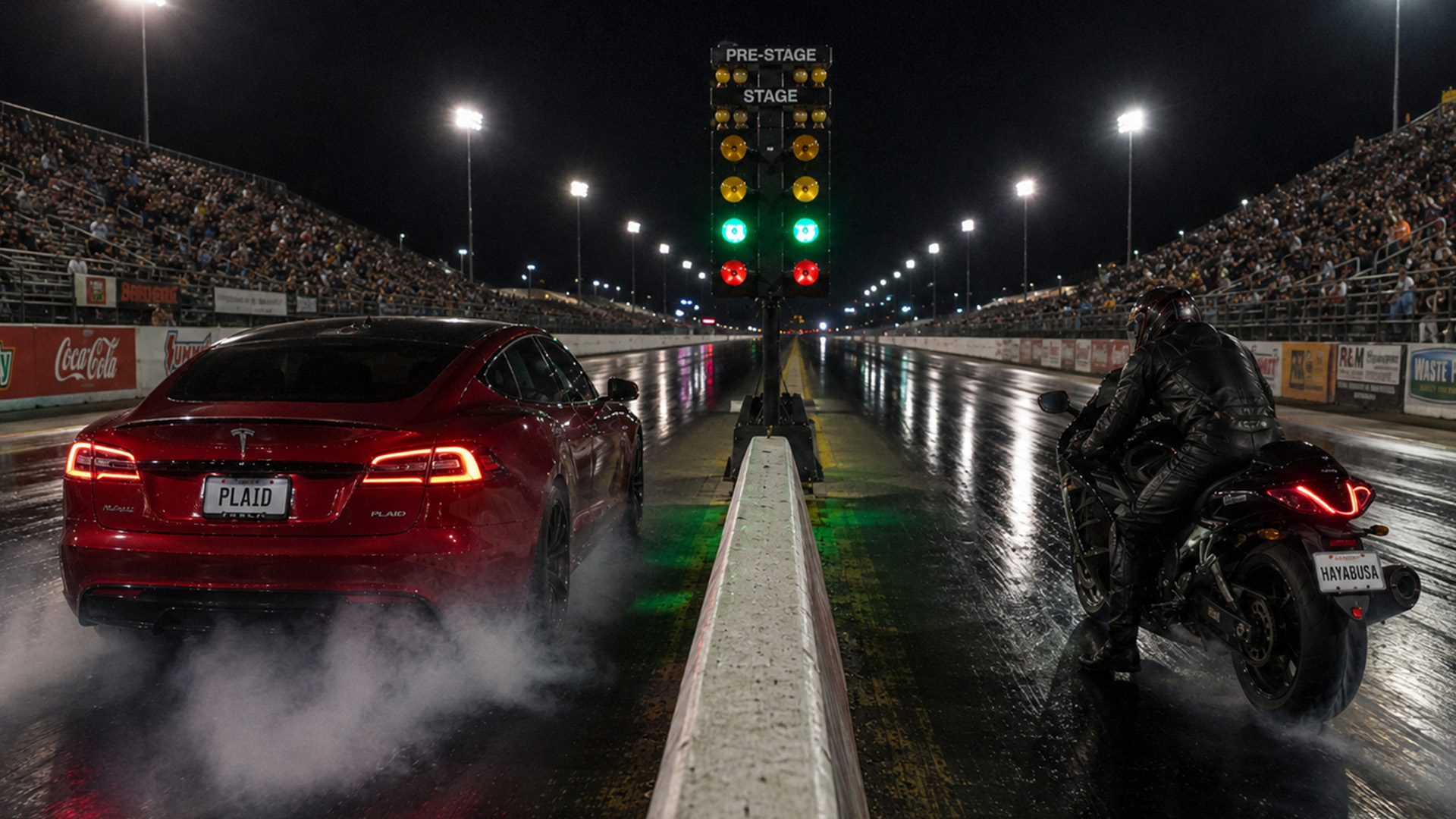 Modified Hayabusa challenges the 1,020HP Tesla Plaid drag race