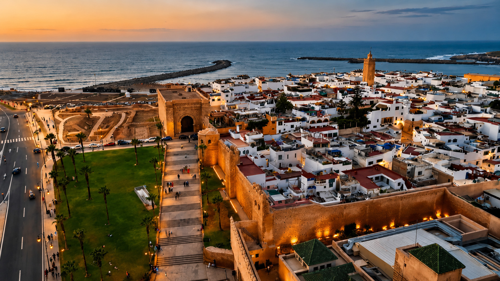 Ancient walls standing between Rabat and the Atlantic Ocean