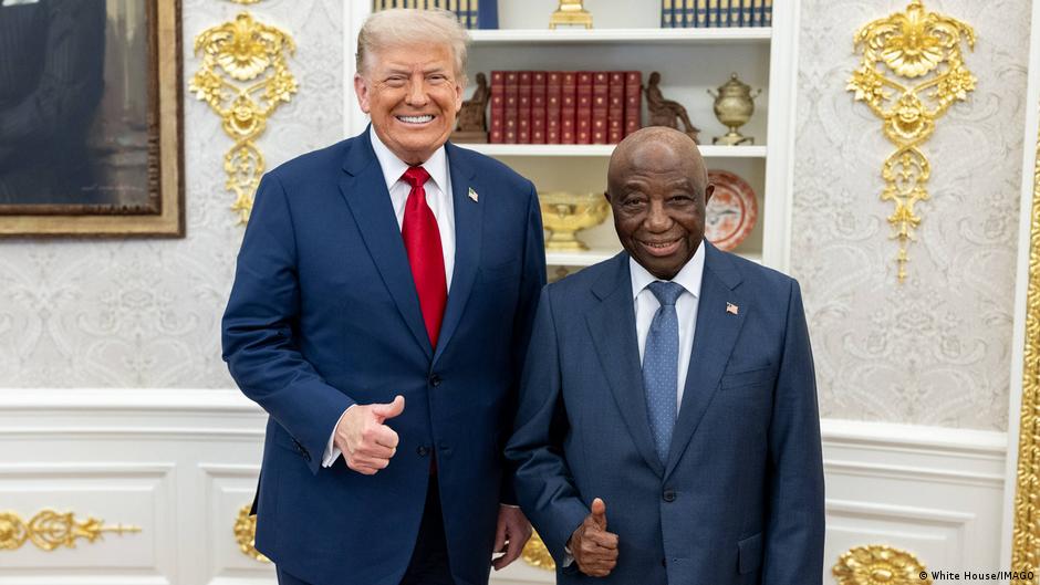 LIberian President Jossph Boakai visited Trump and the White House last summer, as the US was trying to drum up support for its plans to deport some people to third countries [FILE: July 9, 2025]