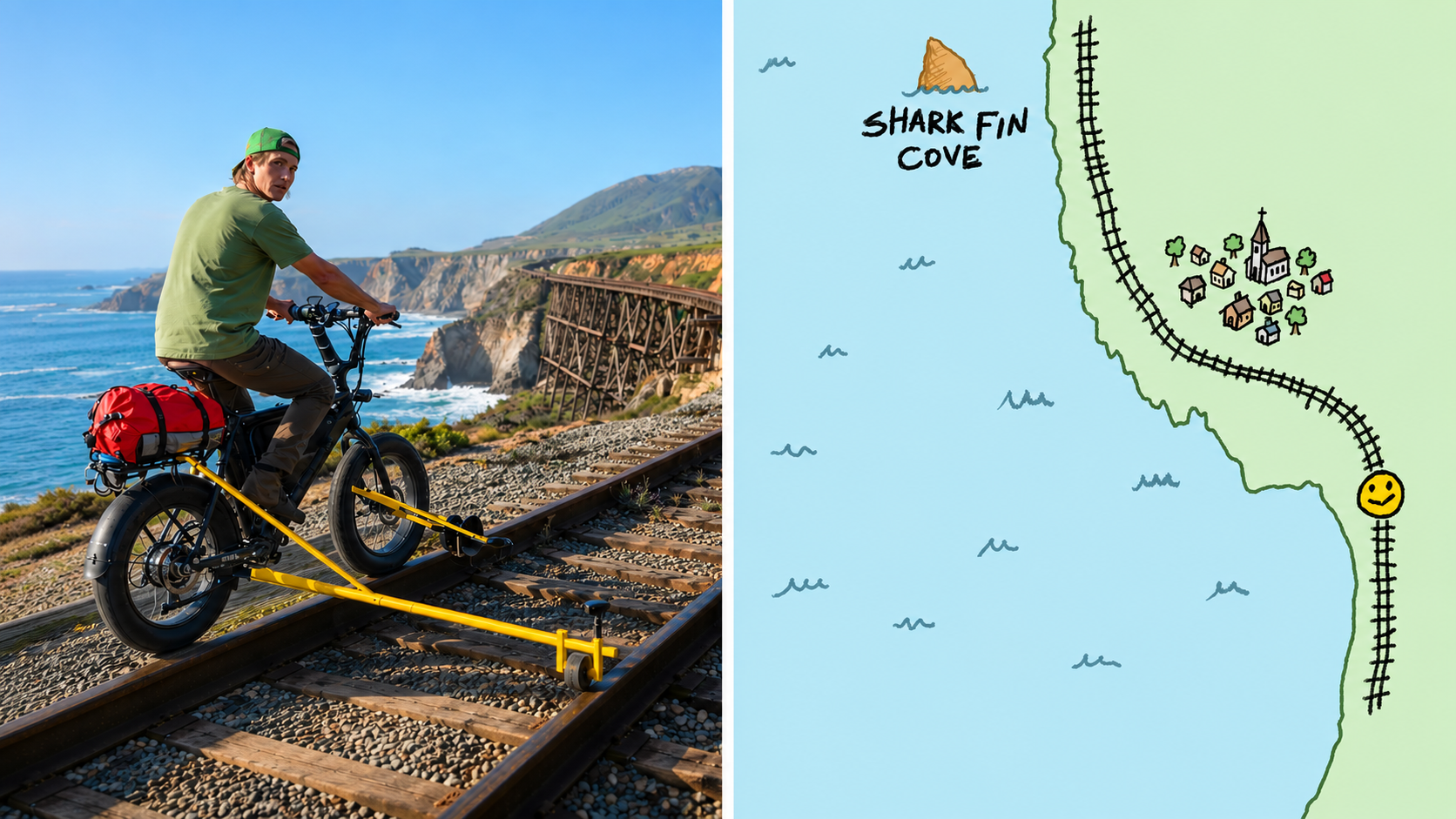 He built an e-bike to ride abandoned railroad tracks... it didn't go as ...