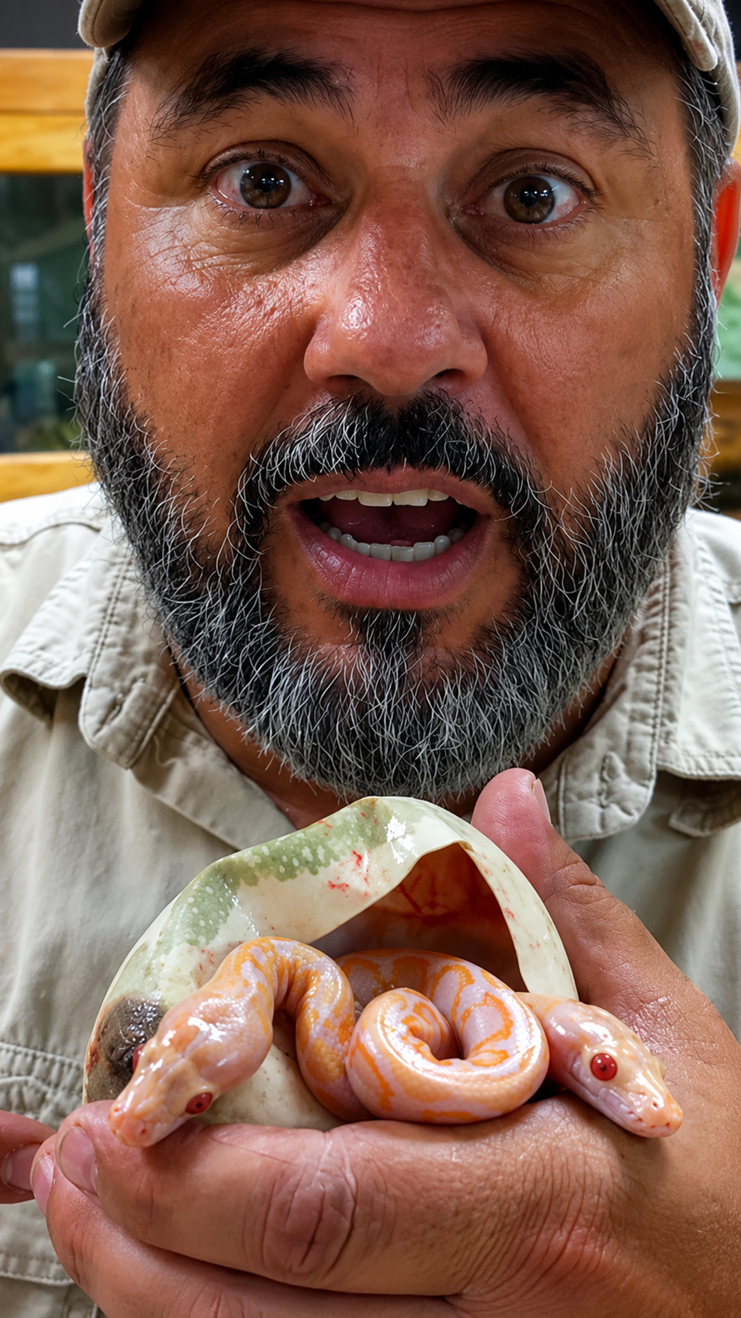 The rarest snake birth caught on camera, twins from one egg
