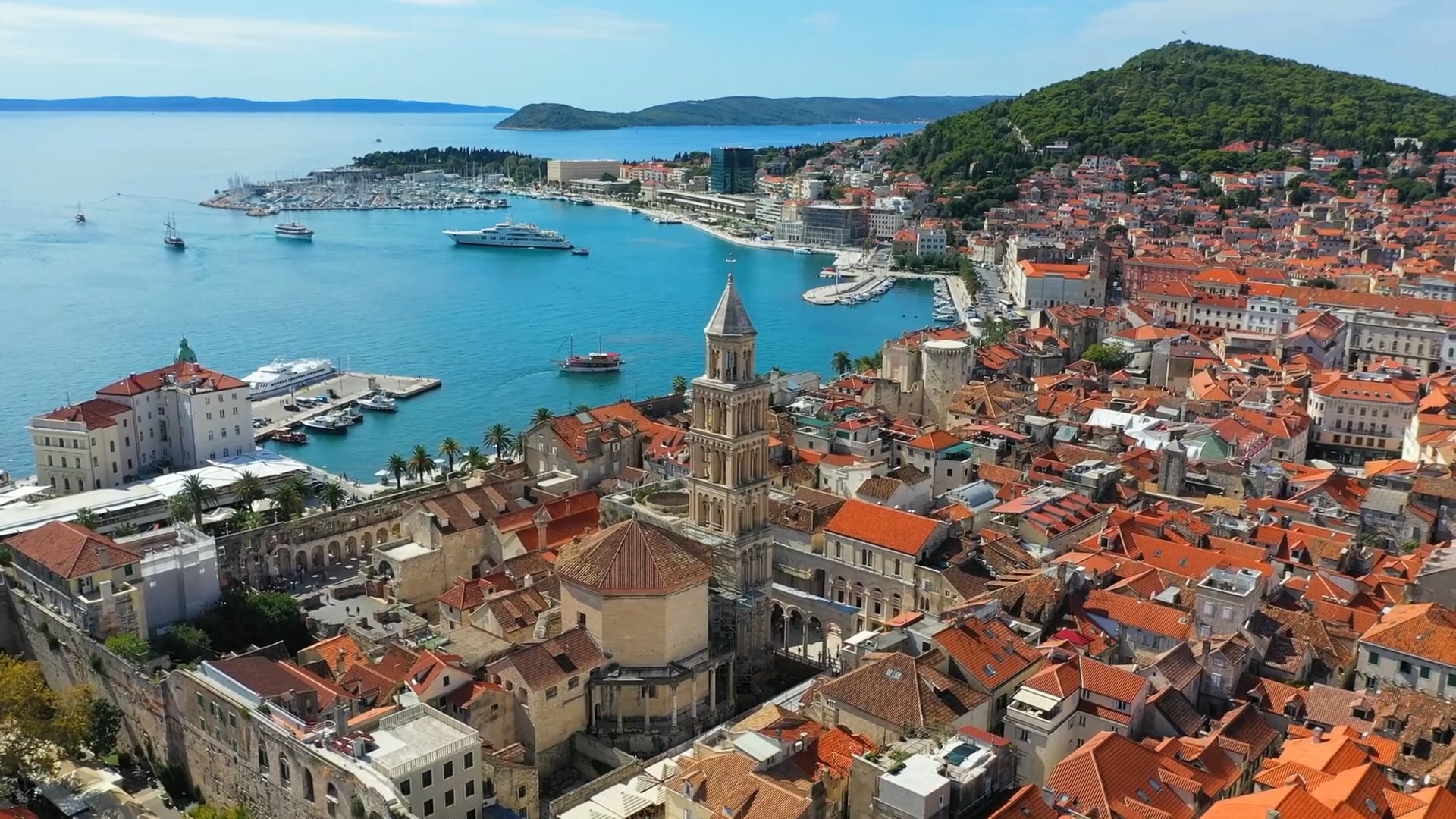 Split, Croácia: Vistas aéreas da antiga cidade do Adriático
