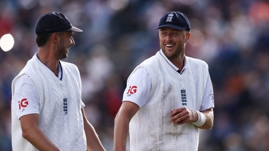 Image for It's the first time I've seen that happen: Ball cut in half to accommodate both Josh Tongue and Ollie Robinson