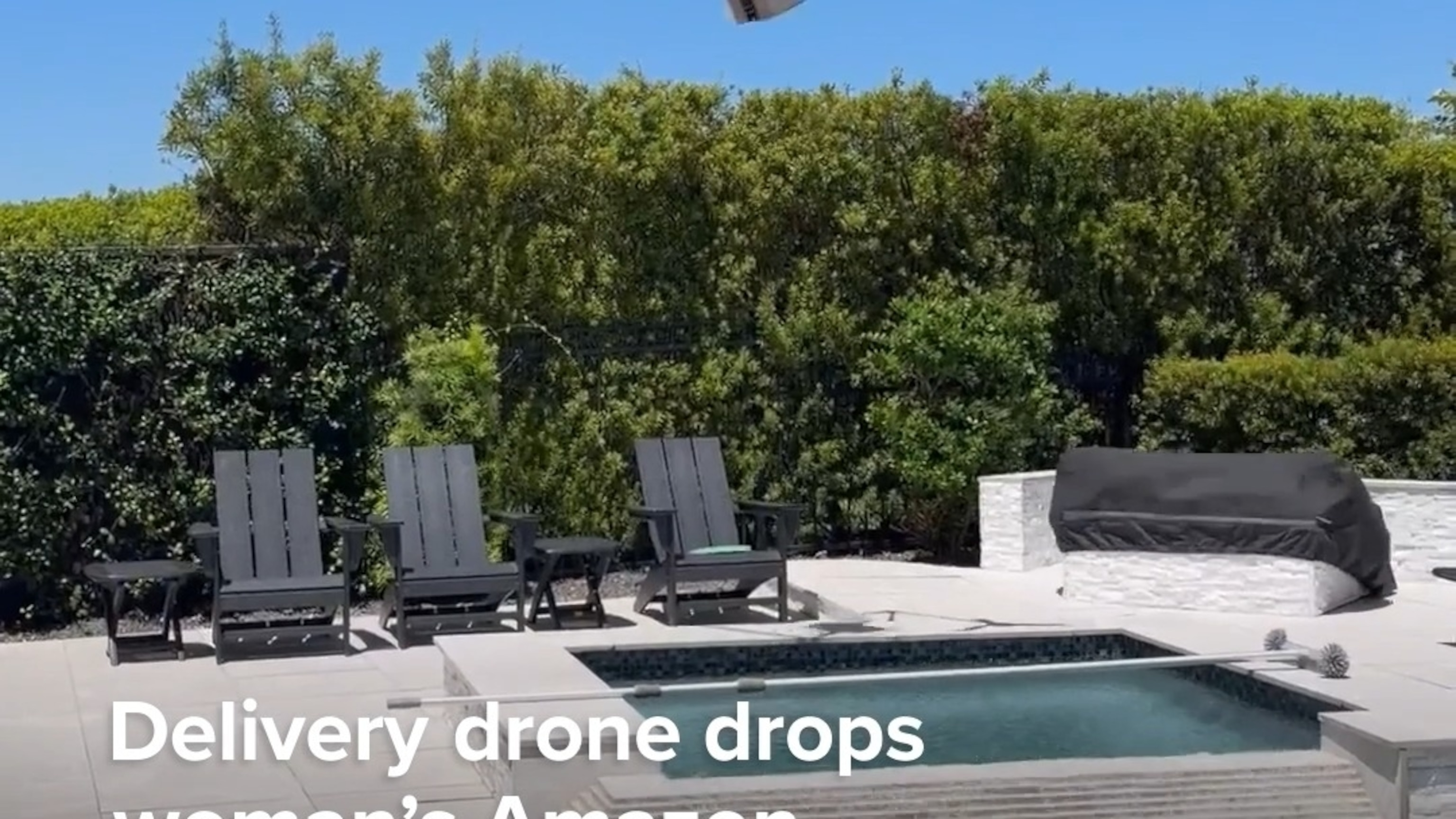 Delivery drone drops woman's Amazon package into swimming pool