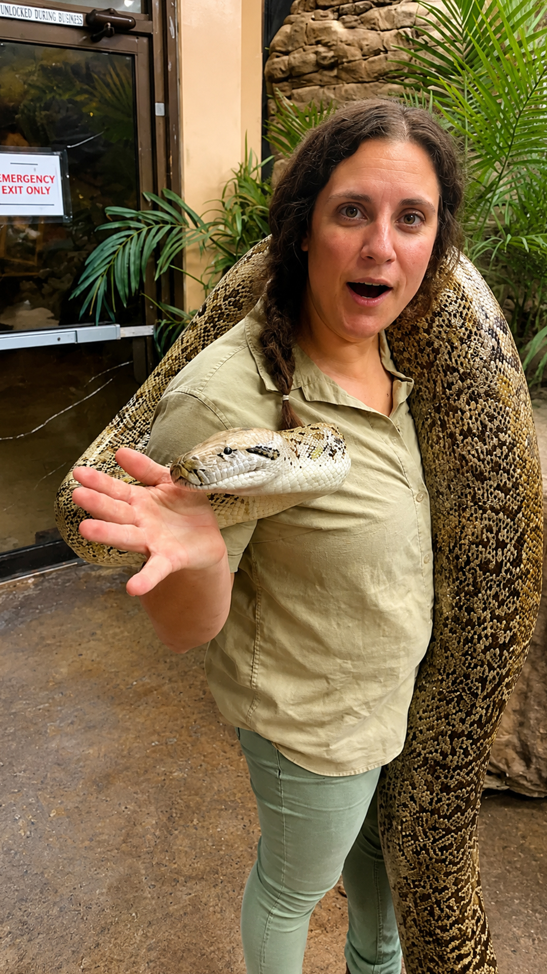 Giant python Big Bertha gets carried through the zoo