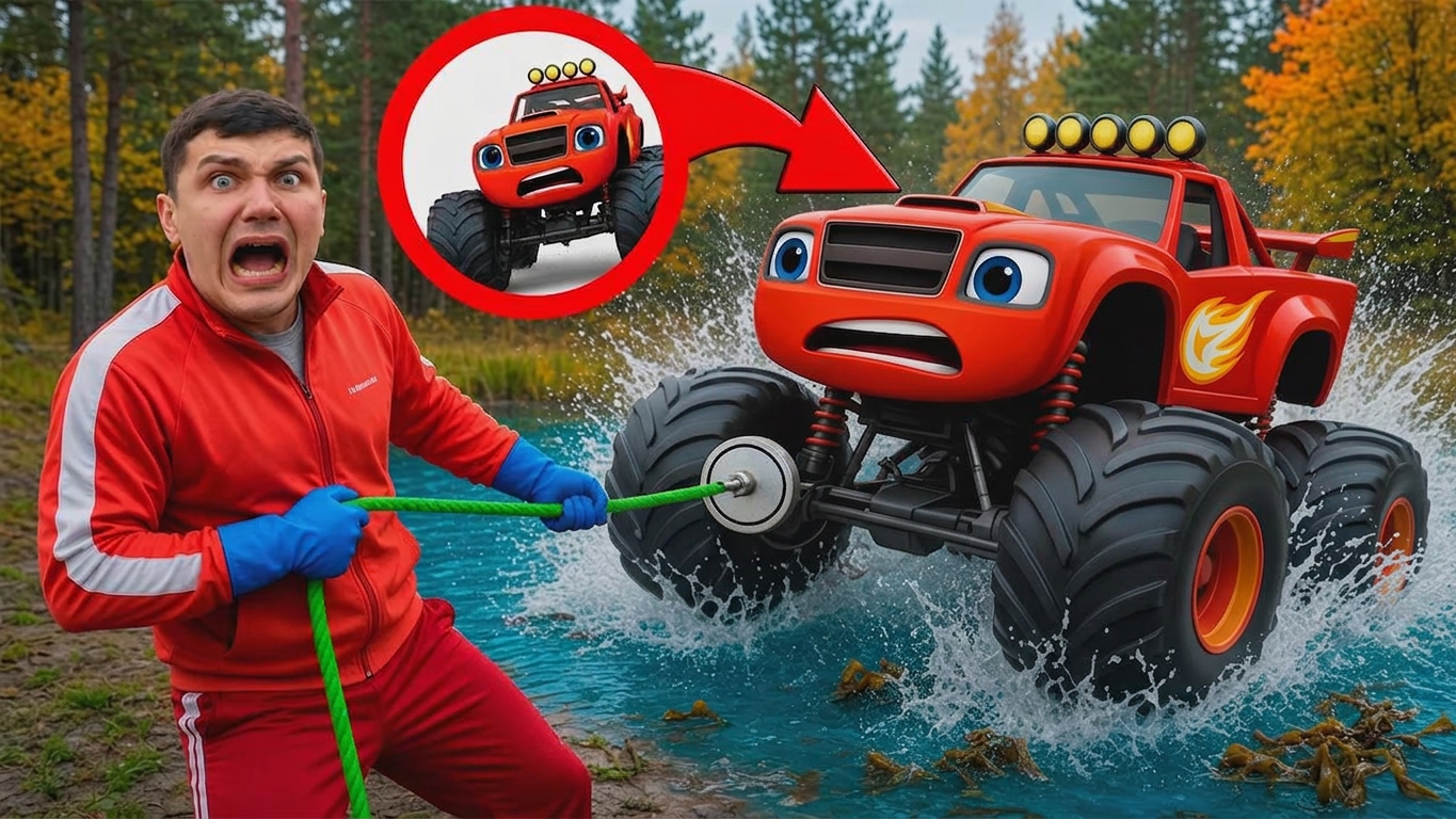 We found BLAZE truck underwater while magnet fishing! Monster machines ...