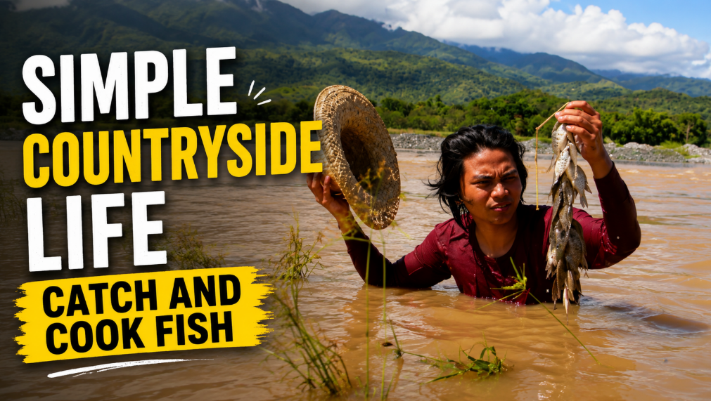 Simple countryside life catch and cook fish