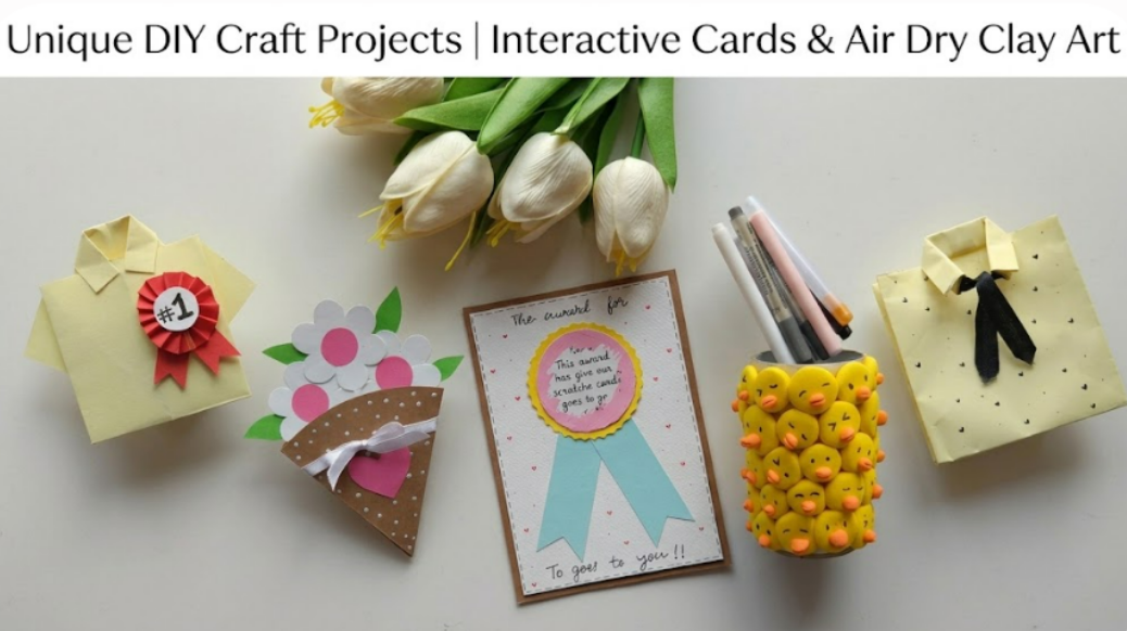 Unique DIY craft projects | Interactive cards & air dry clay art