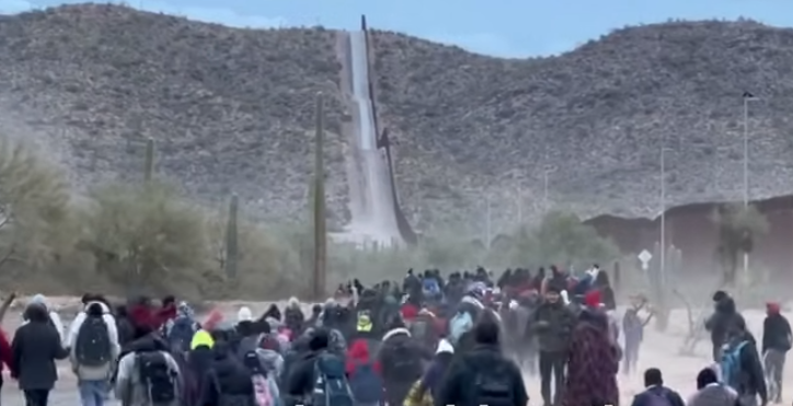 Nick Shirley finds a huge gap in the border wall… then a group starts ...