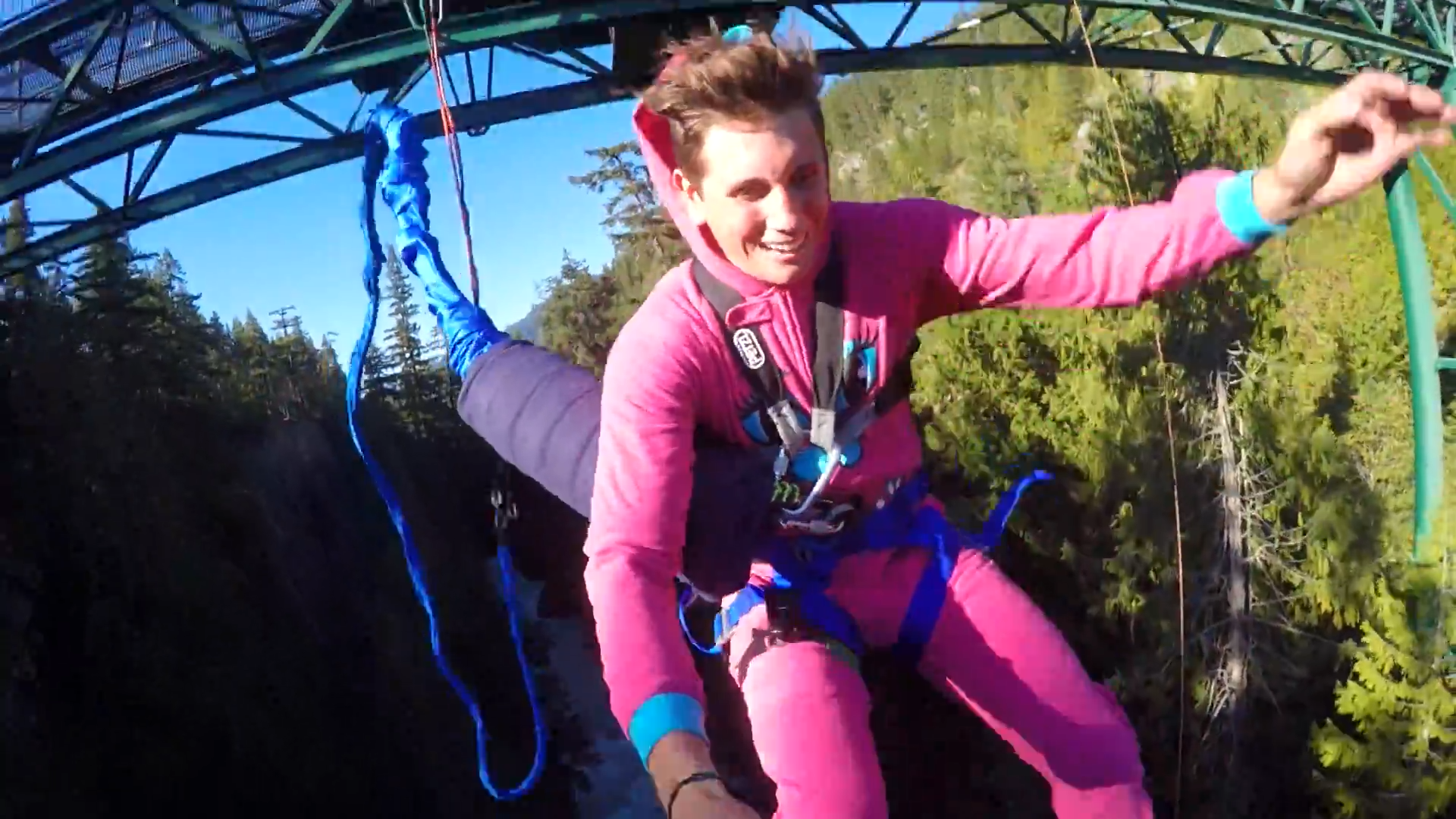 This is a horrible idea… seconds later he was falling from the bridge