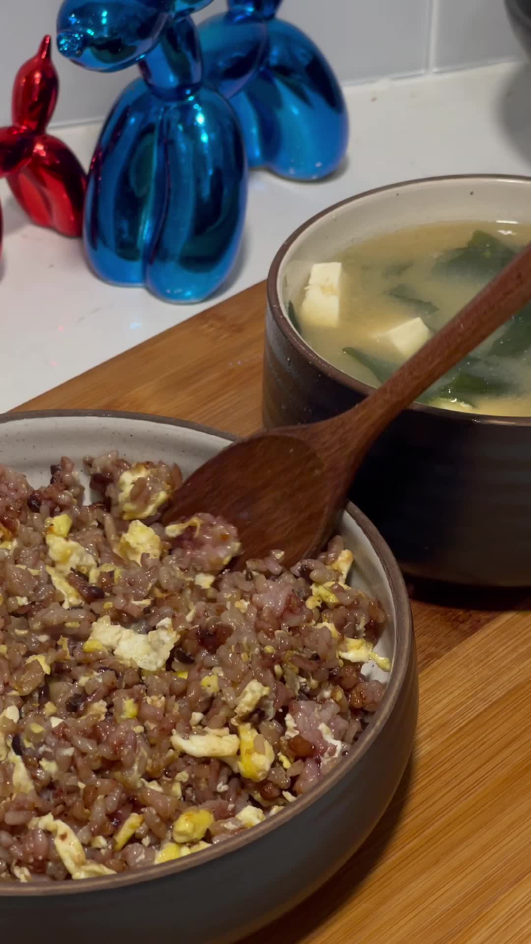 Garlic butter fried rice with miso soup