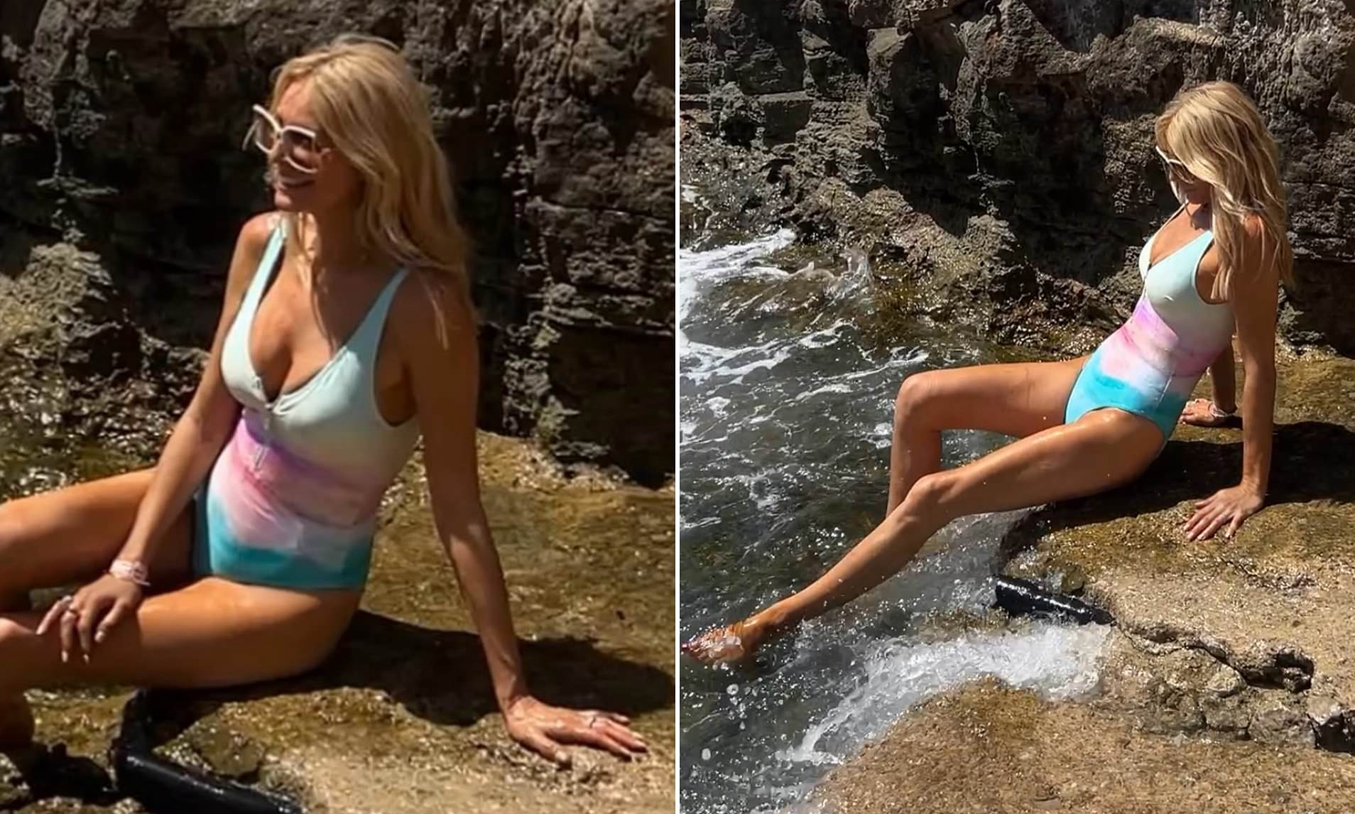 Tess Daly, 57, poses in a plunging swimsuit as ex Vernon Kay buys £3million house 15 minutes away