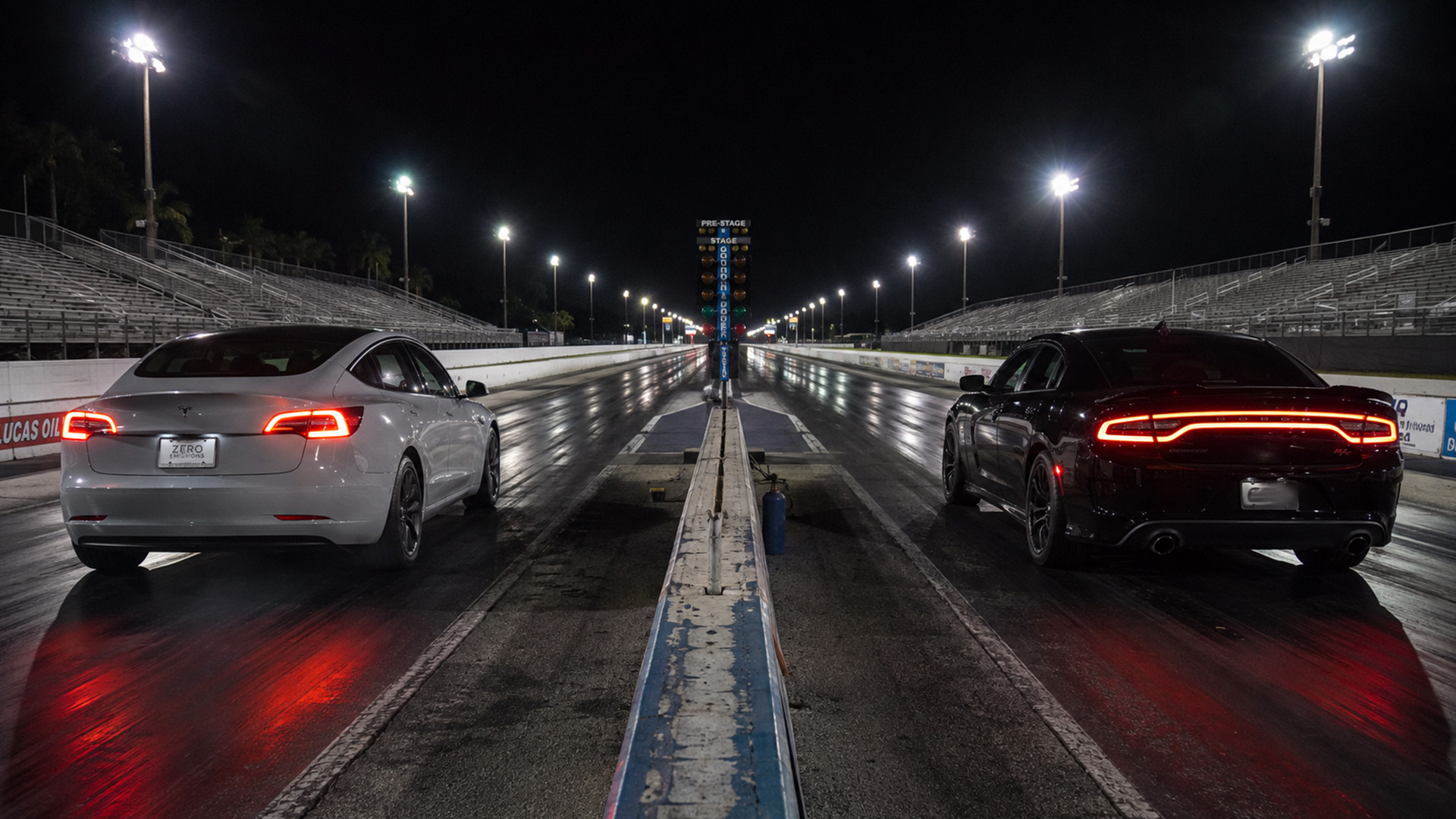 707HP Dodge Hellcat faces Tesla Model 3 drag race