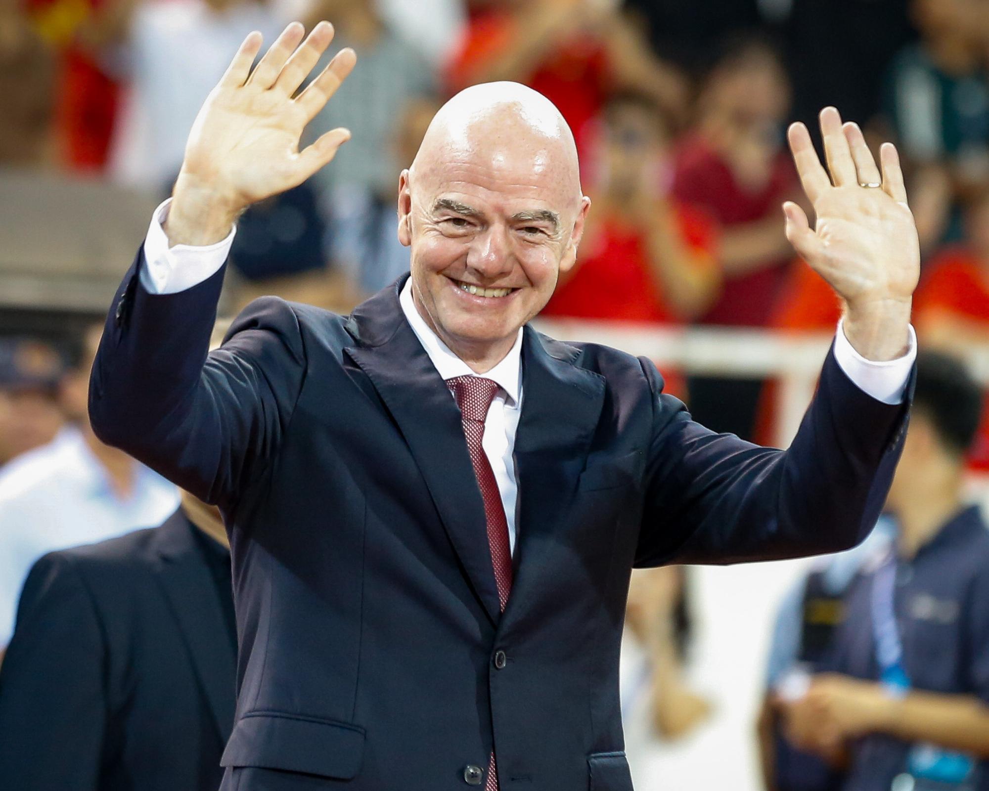Gianni Infantino pictured on Wednesday after the final of the Asean Cup in Hanoi. Photograph: Luong Thai Linh/EPA
