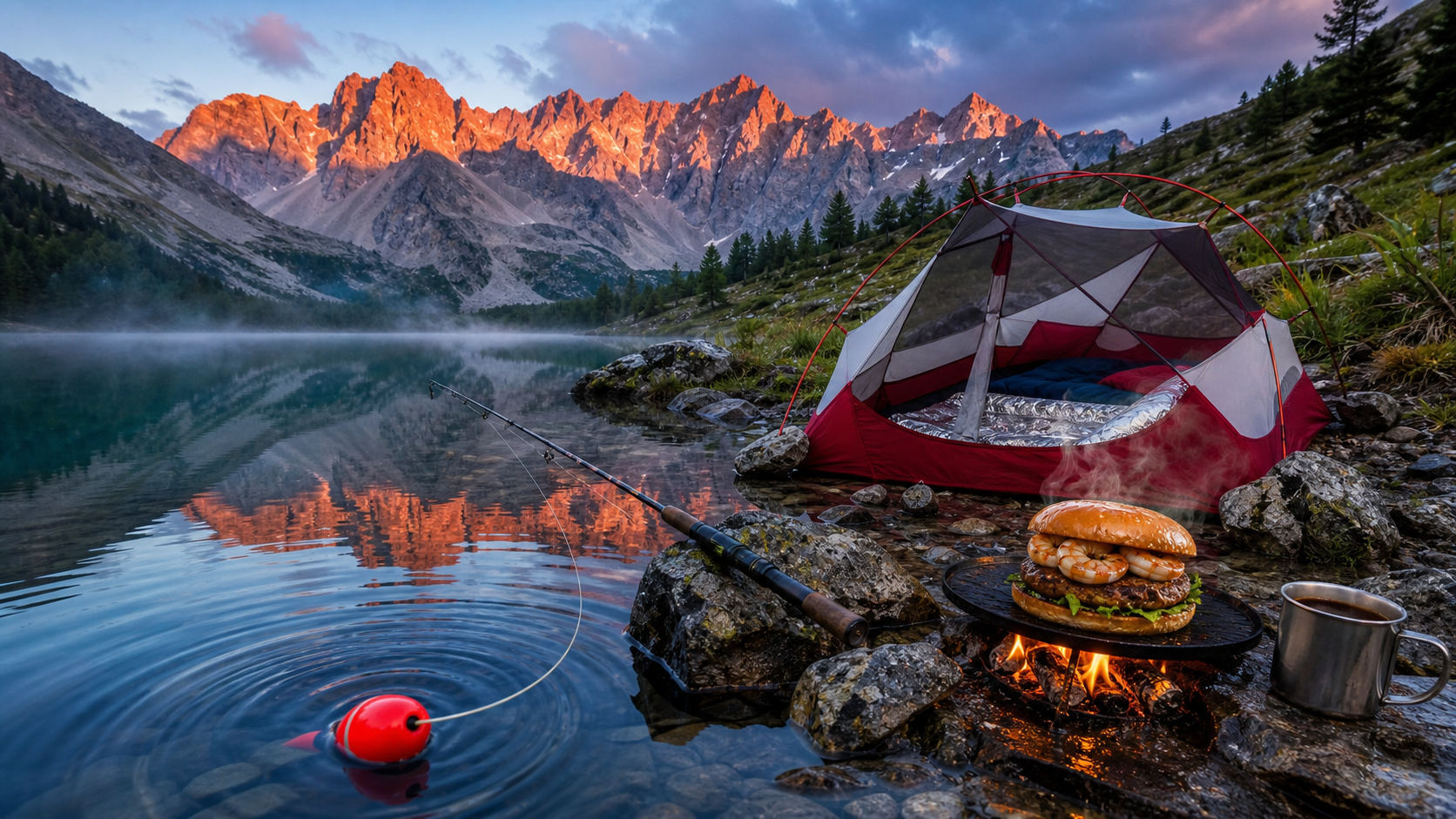 An alpine night by the lake | Fishing, cold-water dip & camp dinner