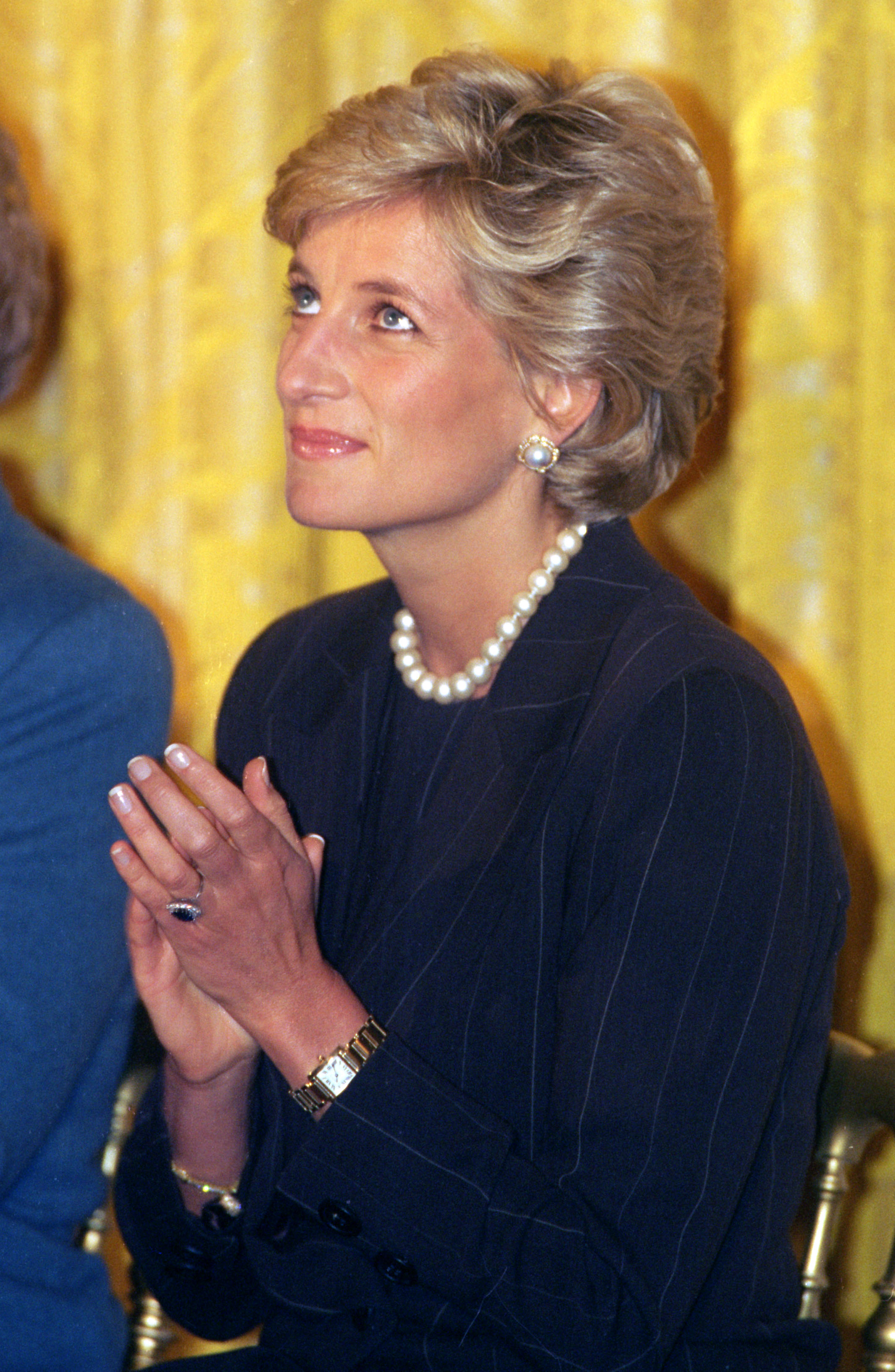 Princess Diana wears her gold Cartier watch in 1996. (Image credit: Getty Images)