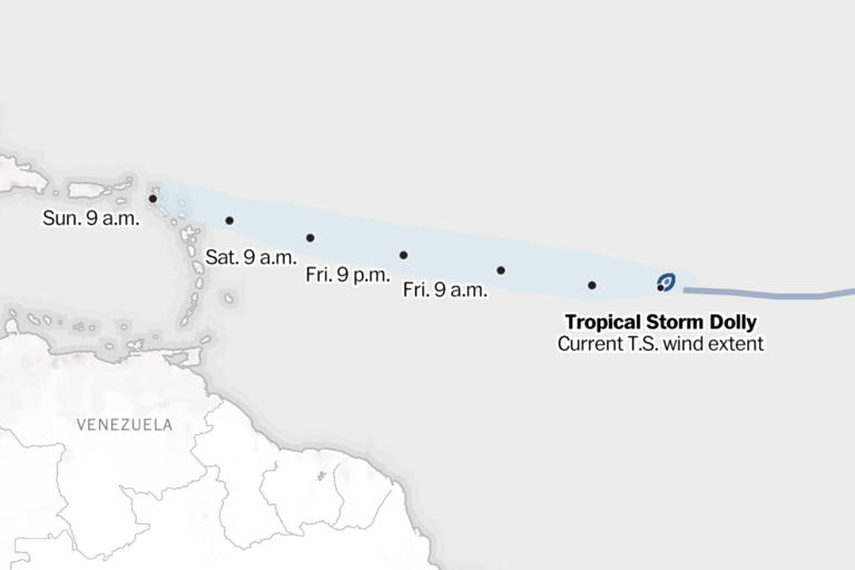 Tropical Storm Dolly tracker: Map and projected storm path