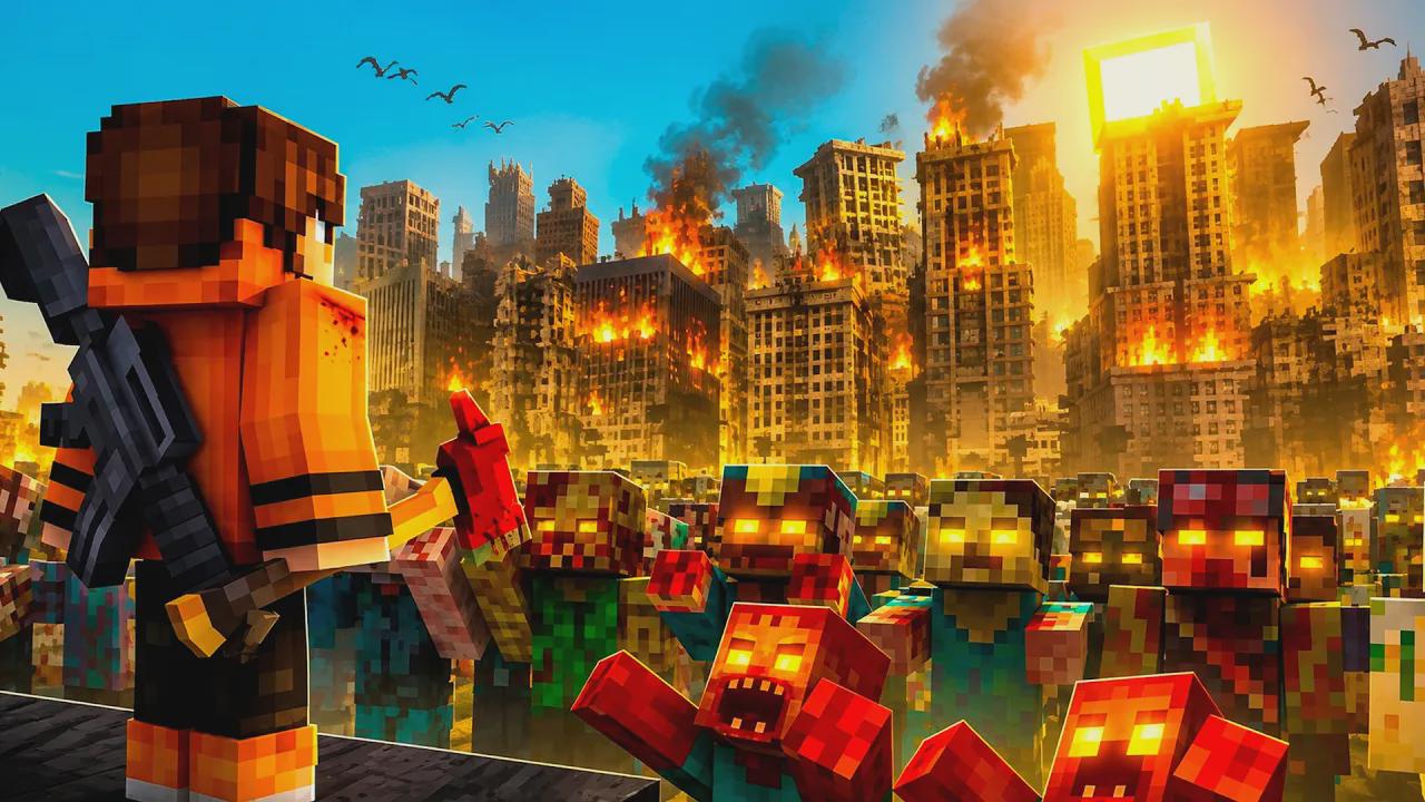 Defesa mortal no apocalipse zumbi no Minecraft cursed walking!