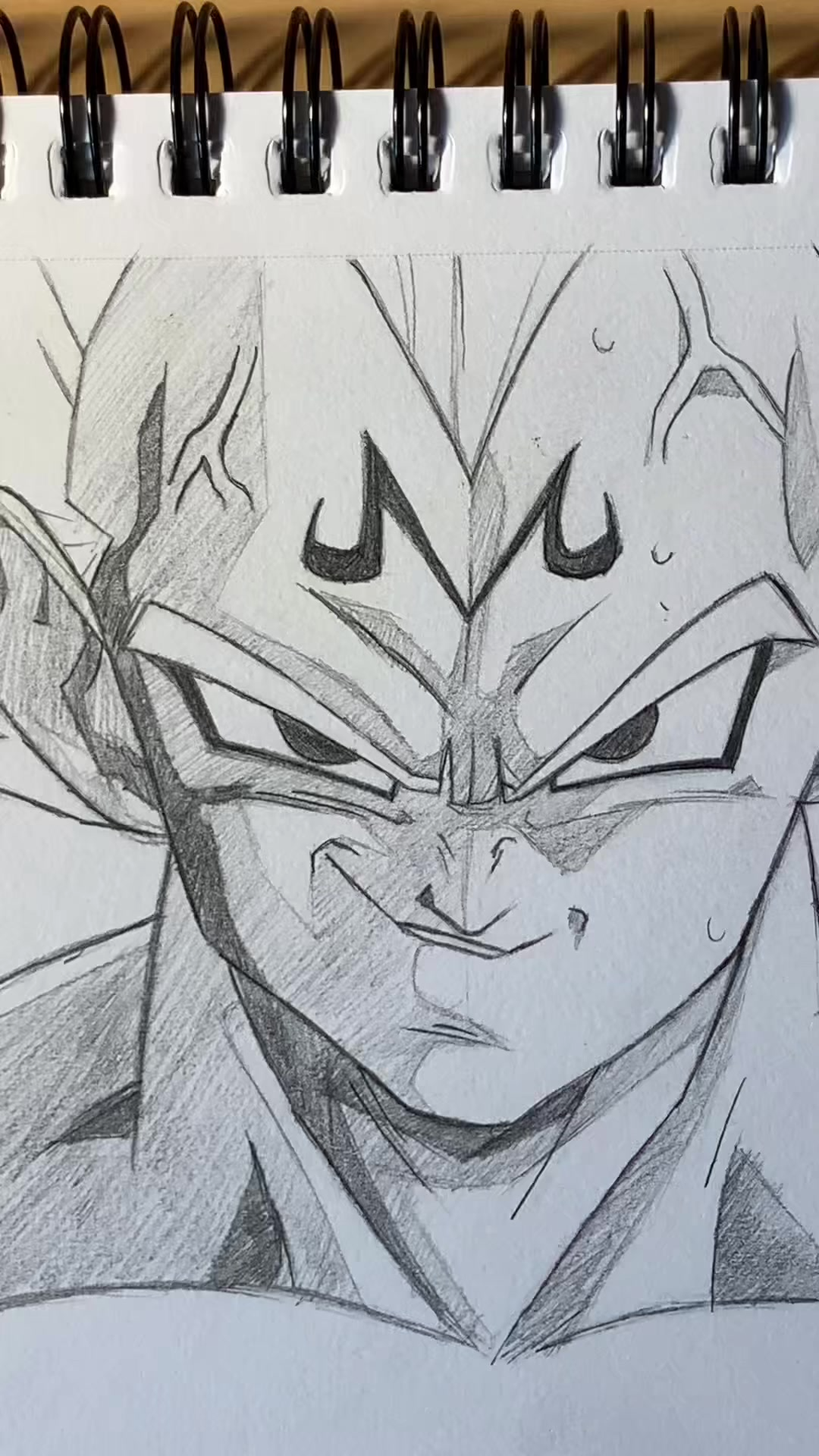 Vegeta drawing progress from sketch to finish