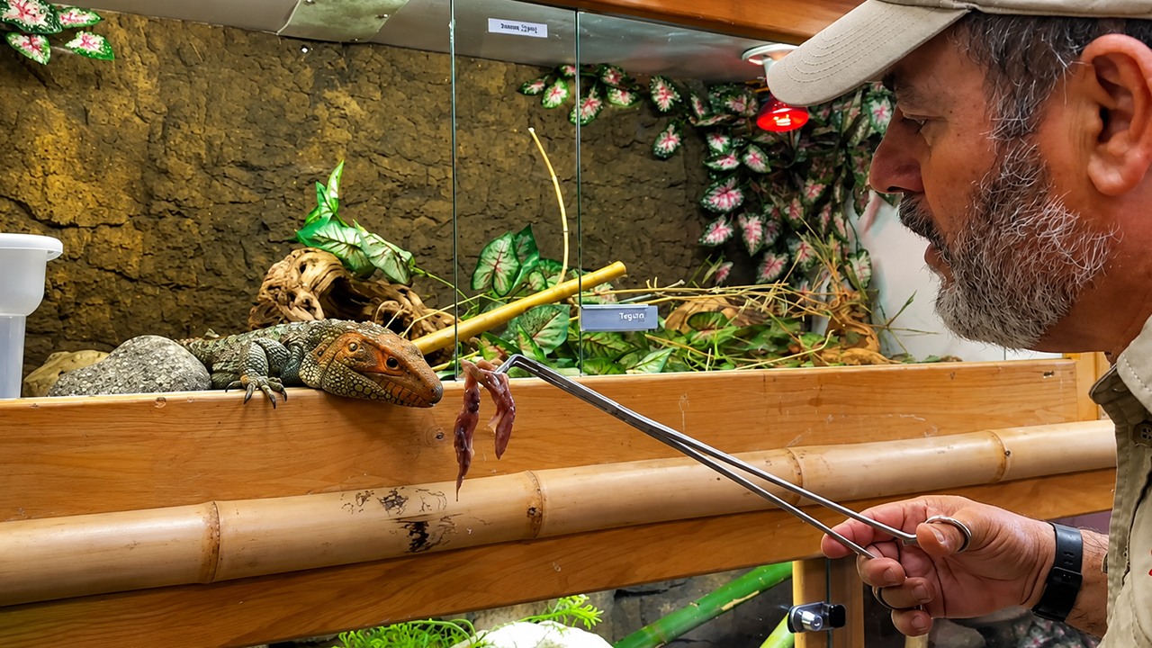 Feeding guide for exotic monitor lizards