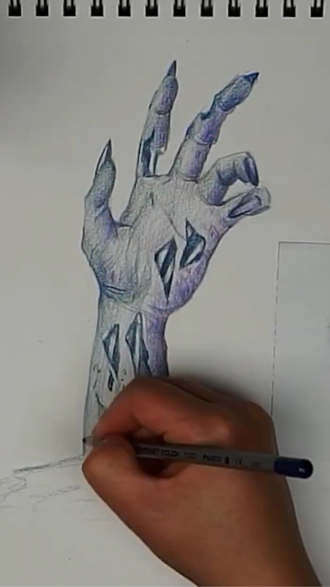Zombie hand speed drawing art process