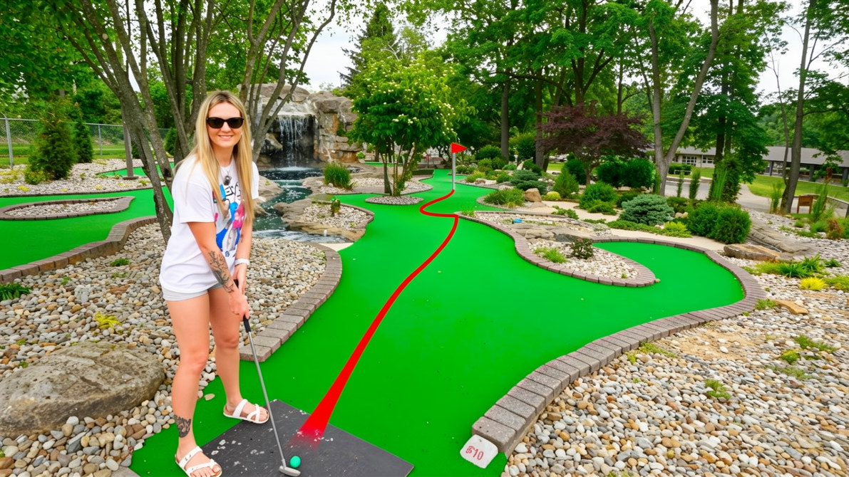 We found a huge mini golf course at a driving range!