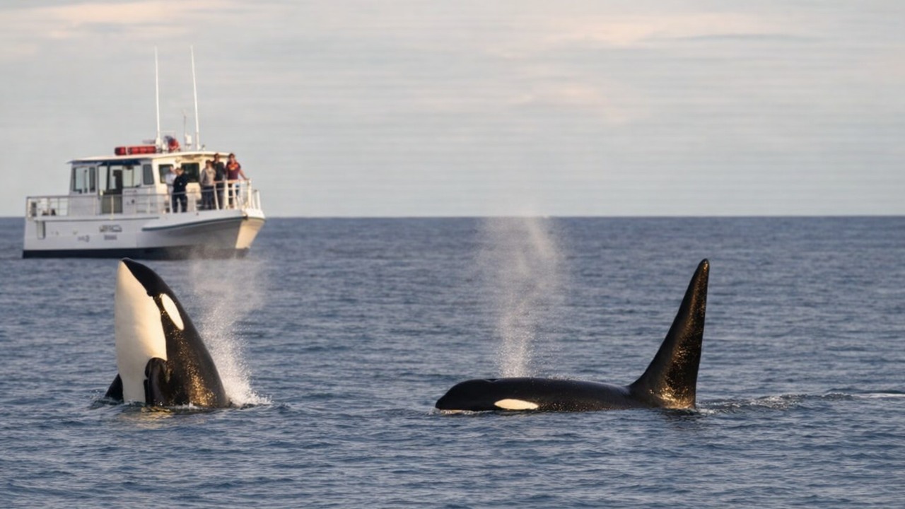 Watch this orca slam its tail to call human hunters into the water