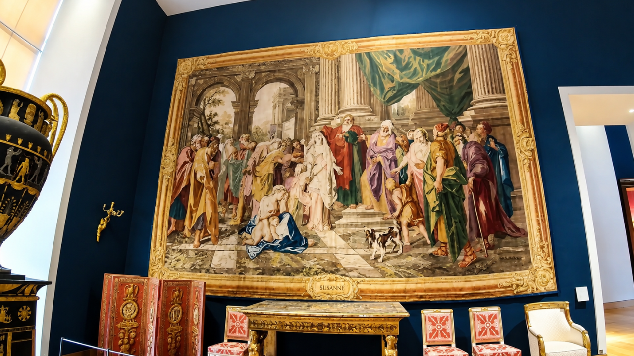 Inside the Louvre among tapestries and royal furnishings (4K)