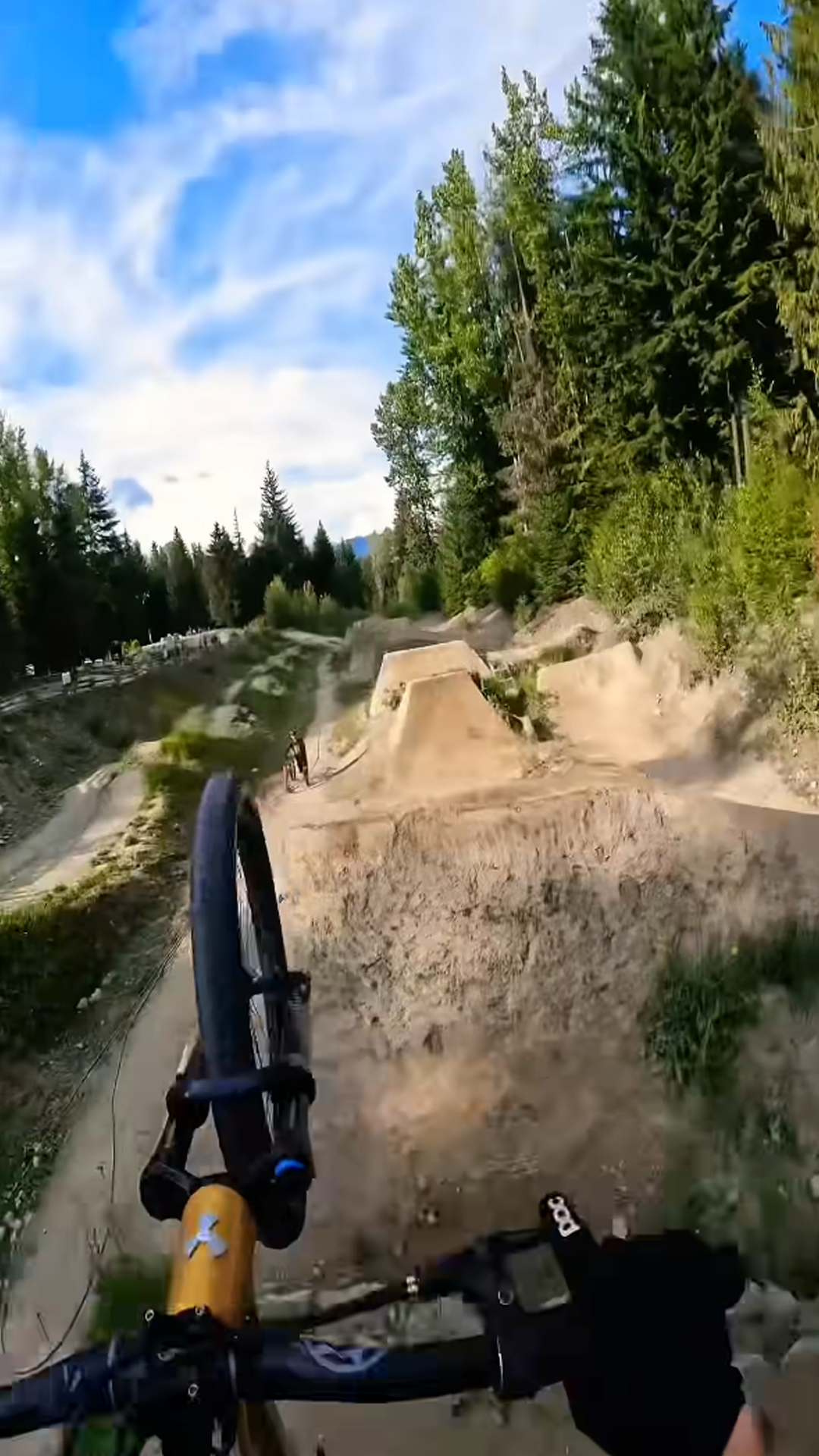 Perfect flow on epic mountain bike dirt jumps