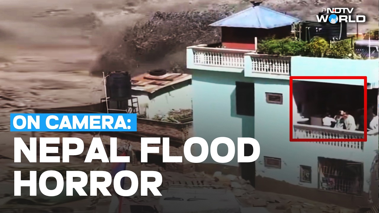 Nepal flood news | On camera: People stranded over rooftop as raging ...
