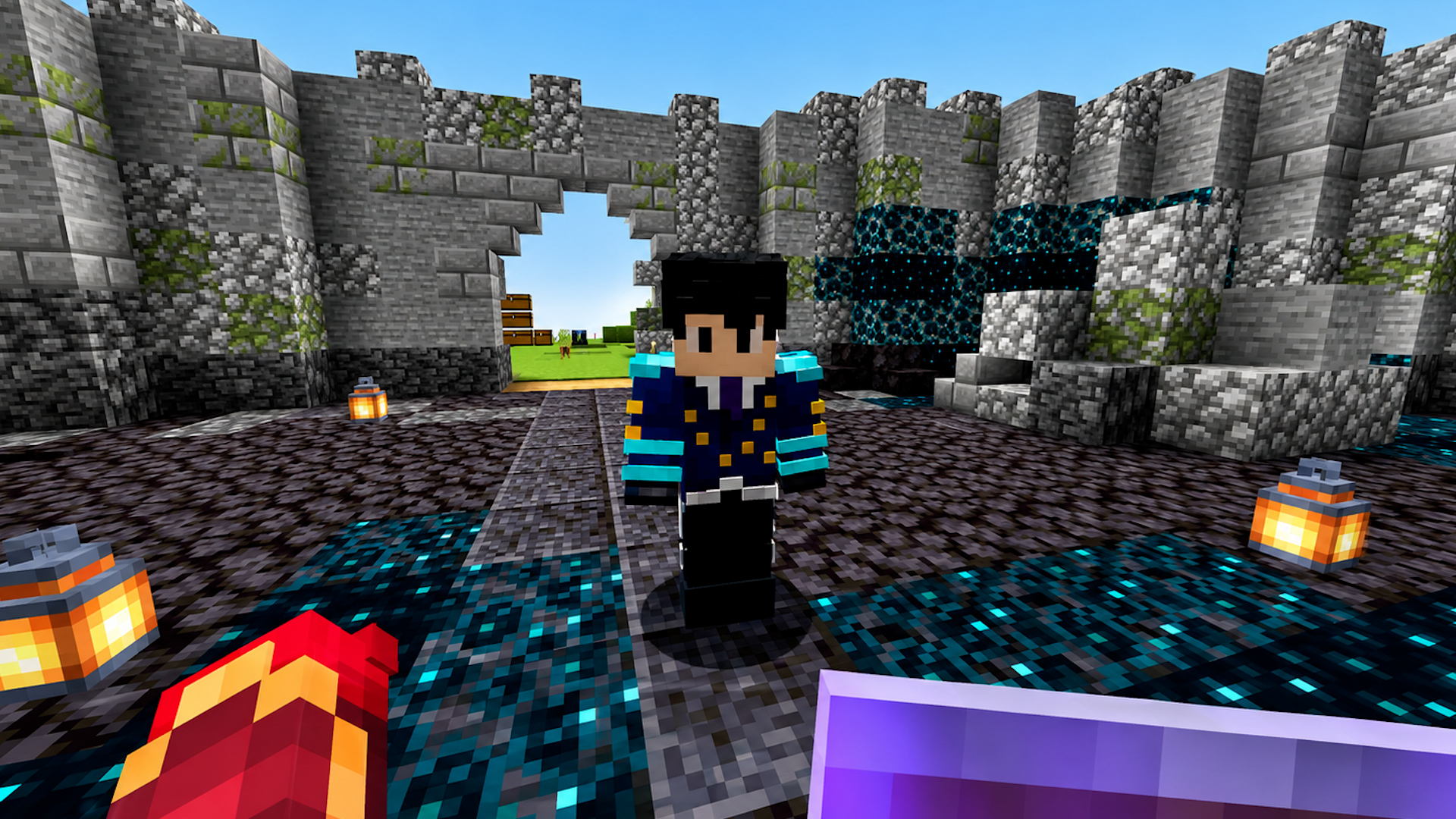 Collecting rare items across a Minecraft multiplayer world