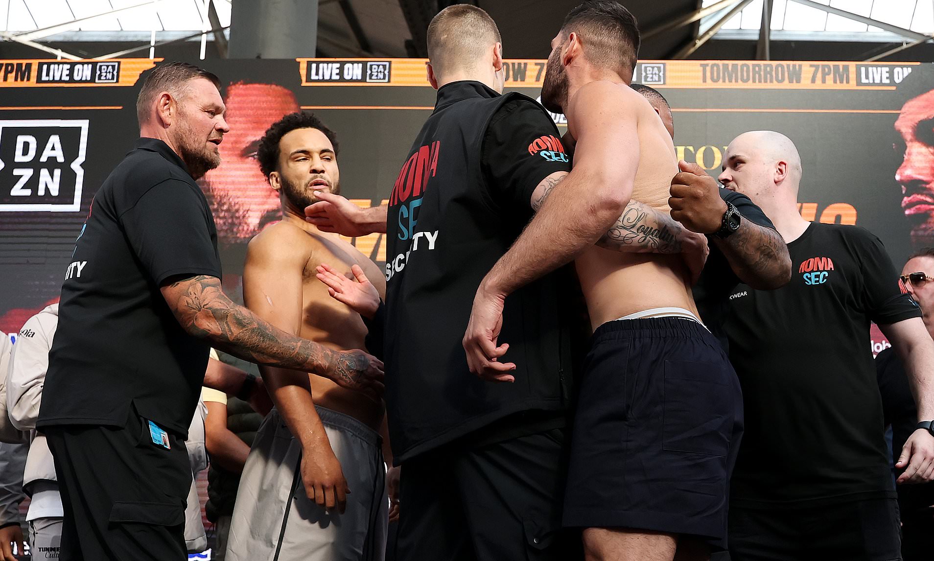 Chaos at Itauma vs Hrgovic weigh-in: British star pushes rival off stage - before being slapped