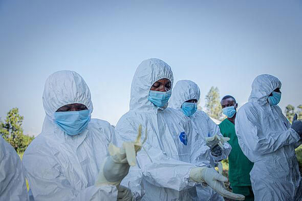 volunteers wearing PPE